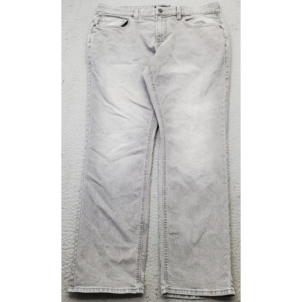 Buffalo David Bitton Evan Jeans Mens 36/32 Gray Denim Stretch Slim Straight Leg